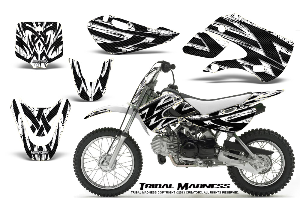 Kawasaki KLX110 KX65 Graphics Kit Tribal Madness White